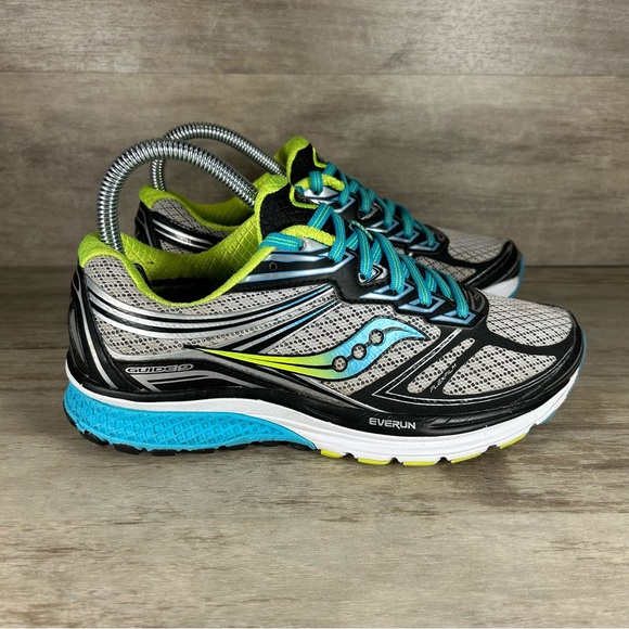 Saucony Guide 9 Everun Athletic Running Shoes Sneakers Gray Blue Women 7 - Picture 2 of 12